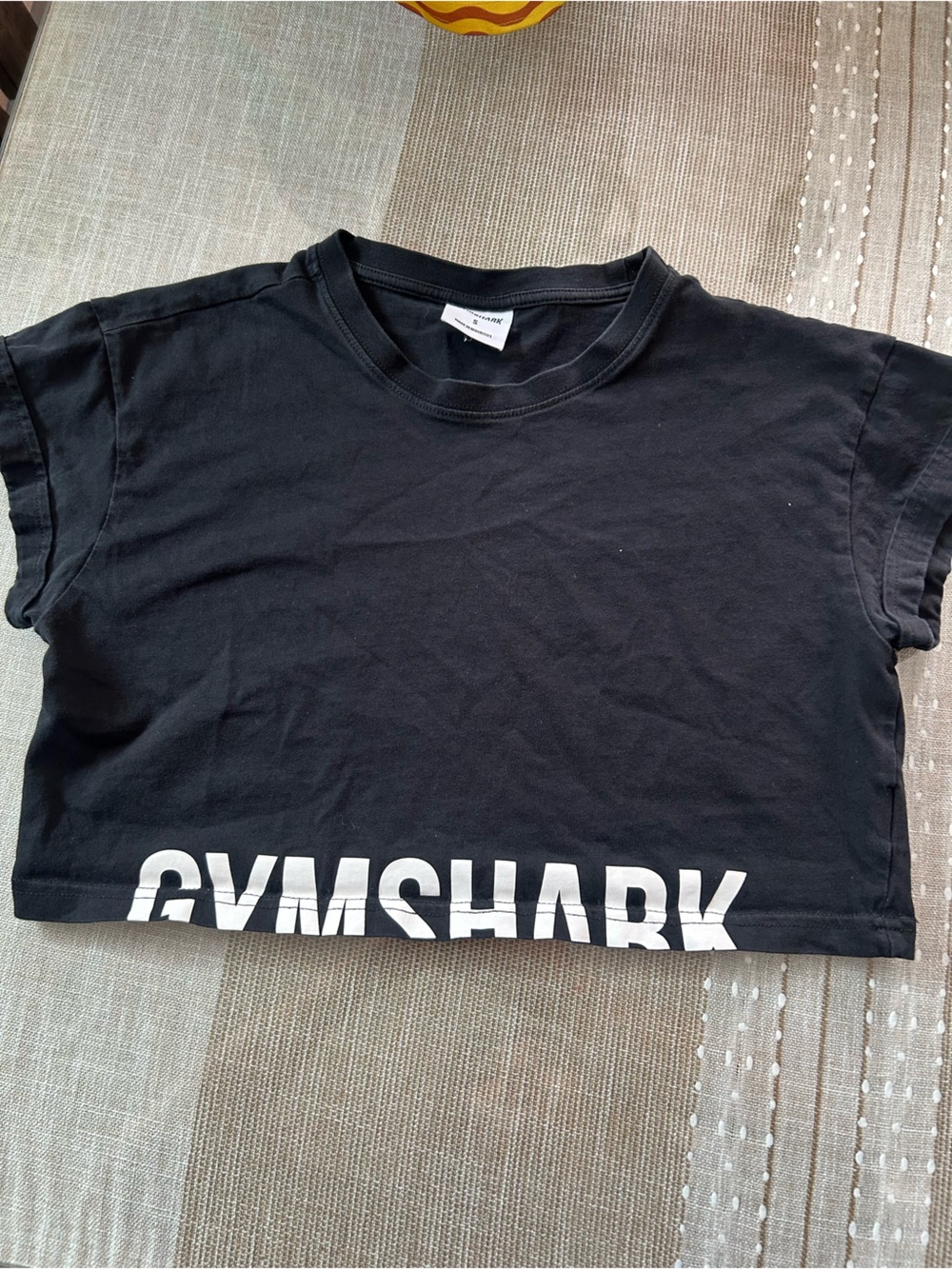 Gymshark Black Cropped Logo Tee — White Print